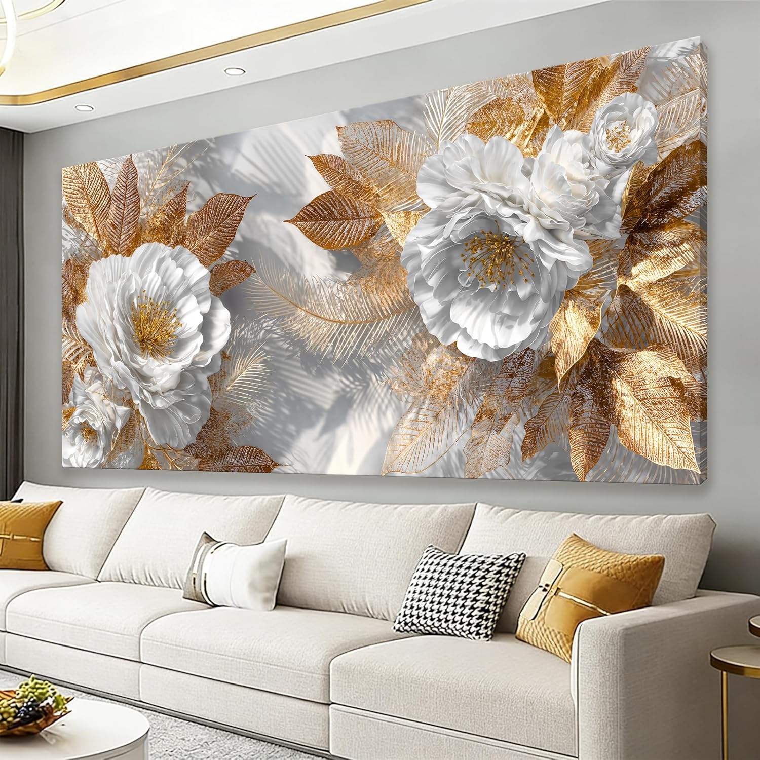 Brown-toned White Flower Landscape Instagram Style Living Room Decorative Wall Painting